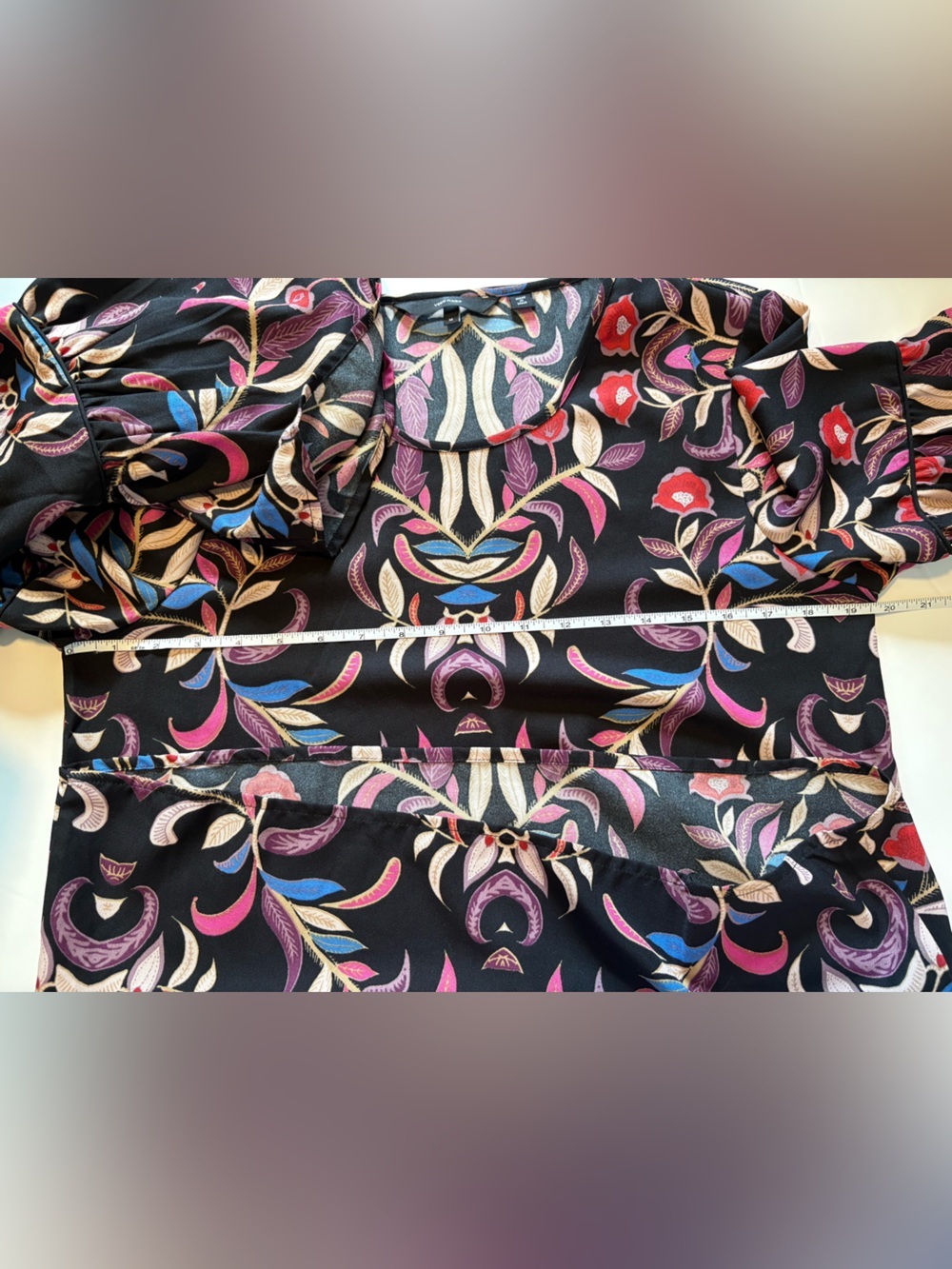 Vero Moda Gyana Floral Bell Sleeve Blouse Medium Black Multicolor - Picture 8 of 9